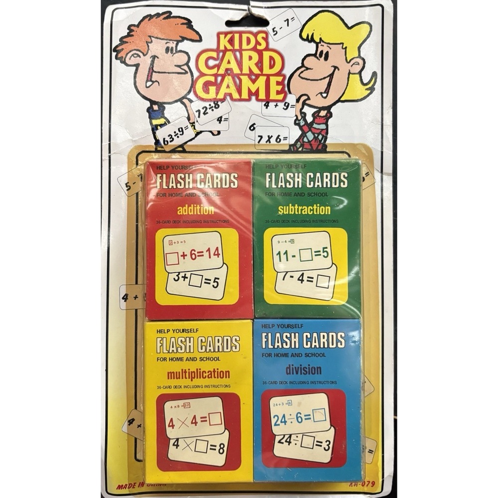 Vintage Educational Flash Cards Additions‎ Subtractions Multiplications Division